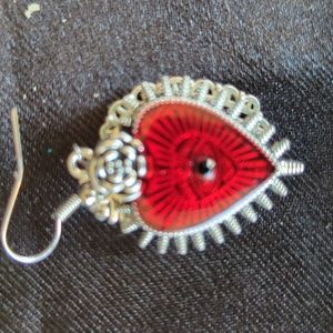 Pair Of Large Heart Earrings with Eye Charm On Its Face :)